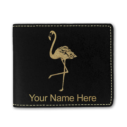 Faux Leather Bi-Fold Wallet, Flamingo, Personalized Engraving Included