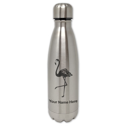 LaserGram Single Wall Water Bottle, Flamingo, Personalized Engraving Included