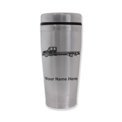 Commuter Travel Mug, Flat Bed Tow Truck, Personalized Engraving Included