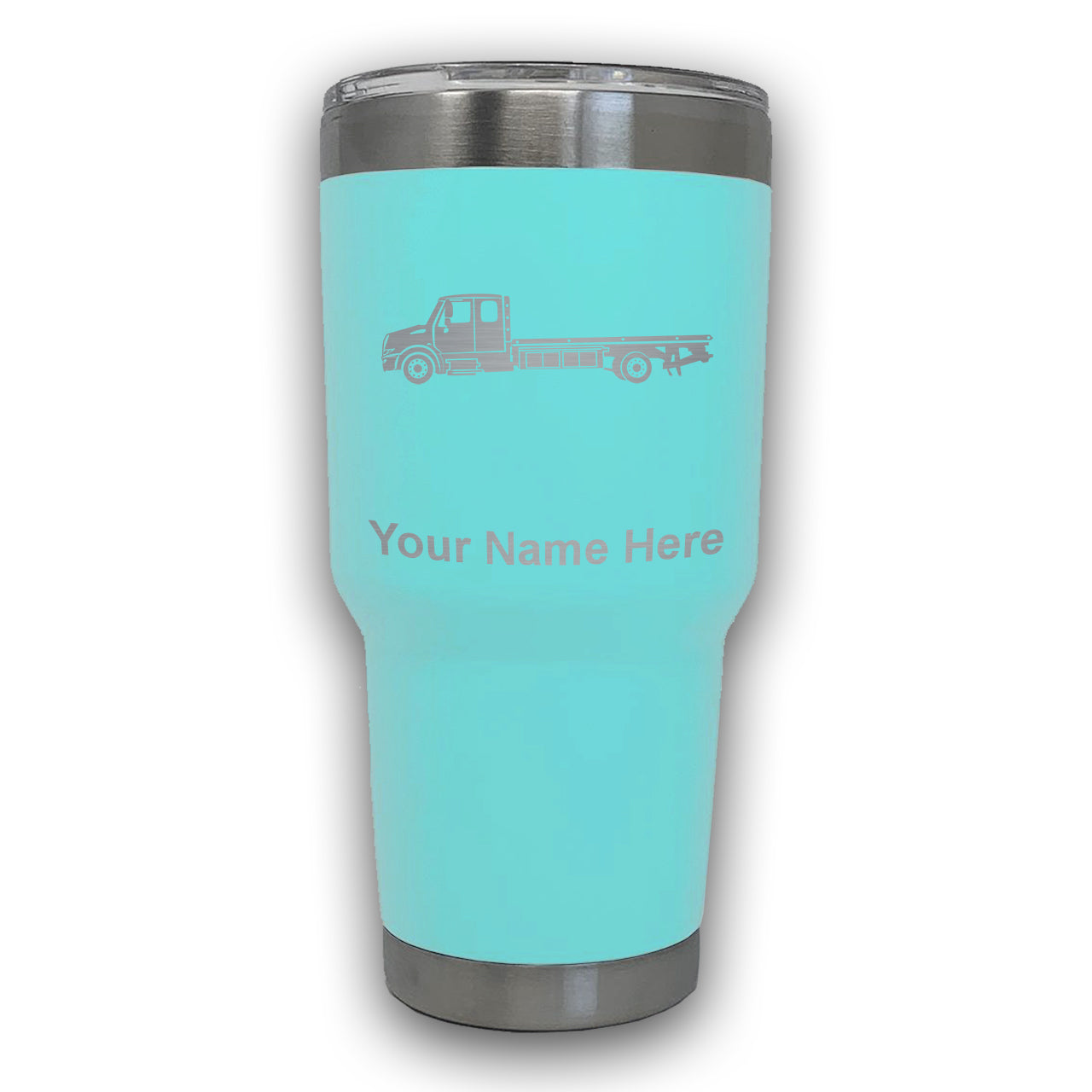 LaserGram 30oz Tumbler Mug, Flat Bed Tow Truck, Personalized Engraving Included