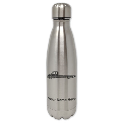 LaserGram Single Wall Water Bottle, Flat Bed Tow Truck, Personalized Engraving Included