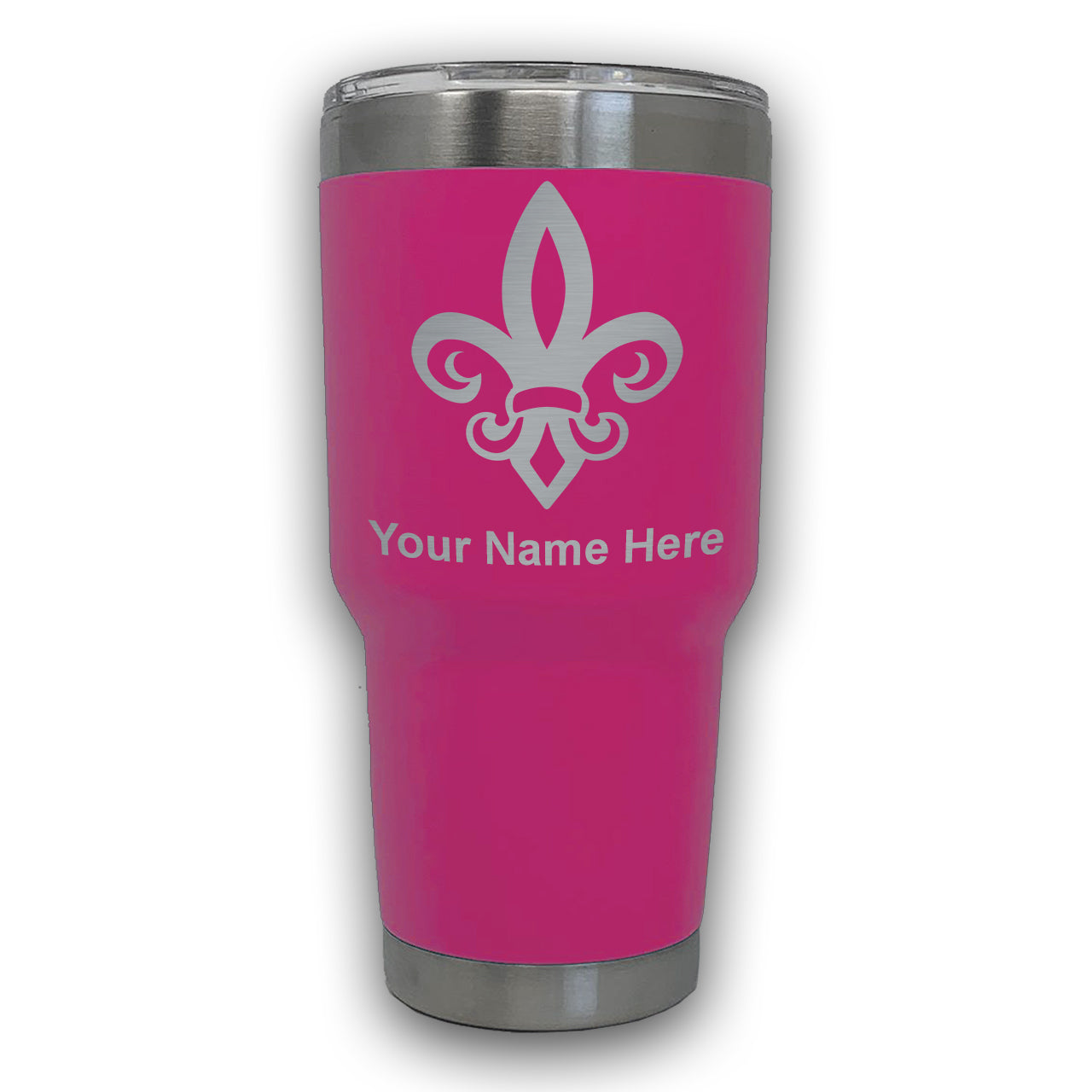 LaserGram 30oz Tumbler Mug, Fleur de Lis, Personalized Engraving Included