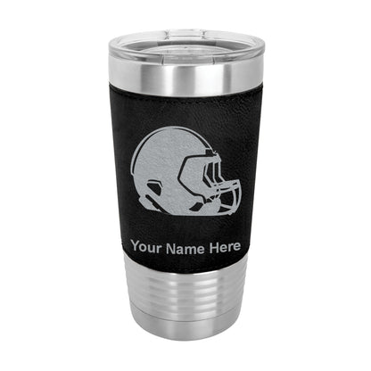 20oz Faux Leather Tumbler Mug, Football Helmet, Personalized Engraving Included - LaserGram Custom Engraved Gifts