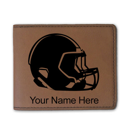 Faux Leather Bi-Fold Wallet, Football Helmet, Personalized Engraving Included