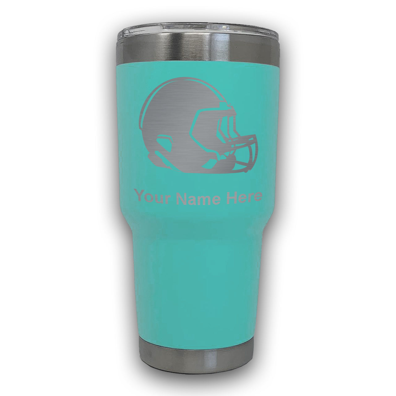 LaserGram 30oz Tumbler Mug, Football Helmet, Personalized Engraving Included