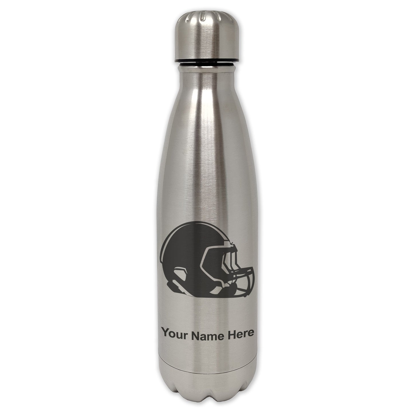LaserGram Single Wall Water Bottle, Football Helmet, Personalized Engraving Included