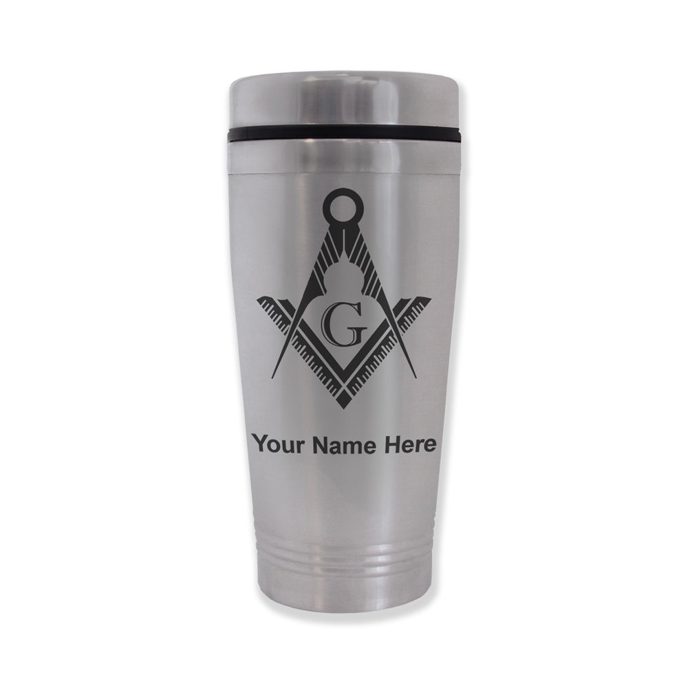 Commuter Travel Mug, Freemason Symbol, Personalized Engraving Included