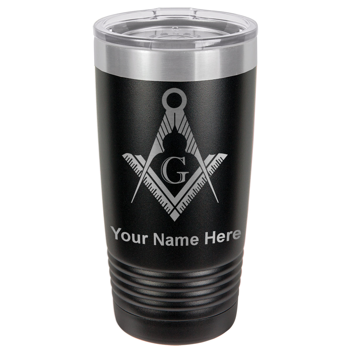 20oz Vacuum Insulated Tumbler Mug, Freemason Symbol, Personalized Engraving Included