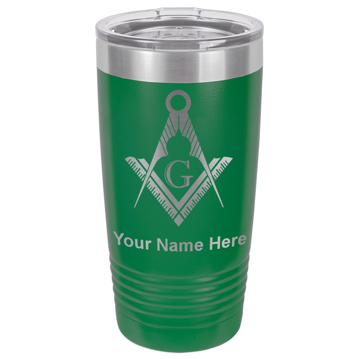 20oz Vacuum Insulated Tumbler Mug, Freemason Symbol, Personalized Engraving Included