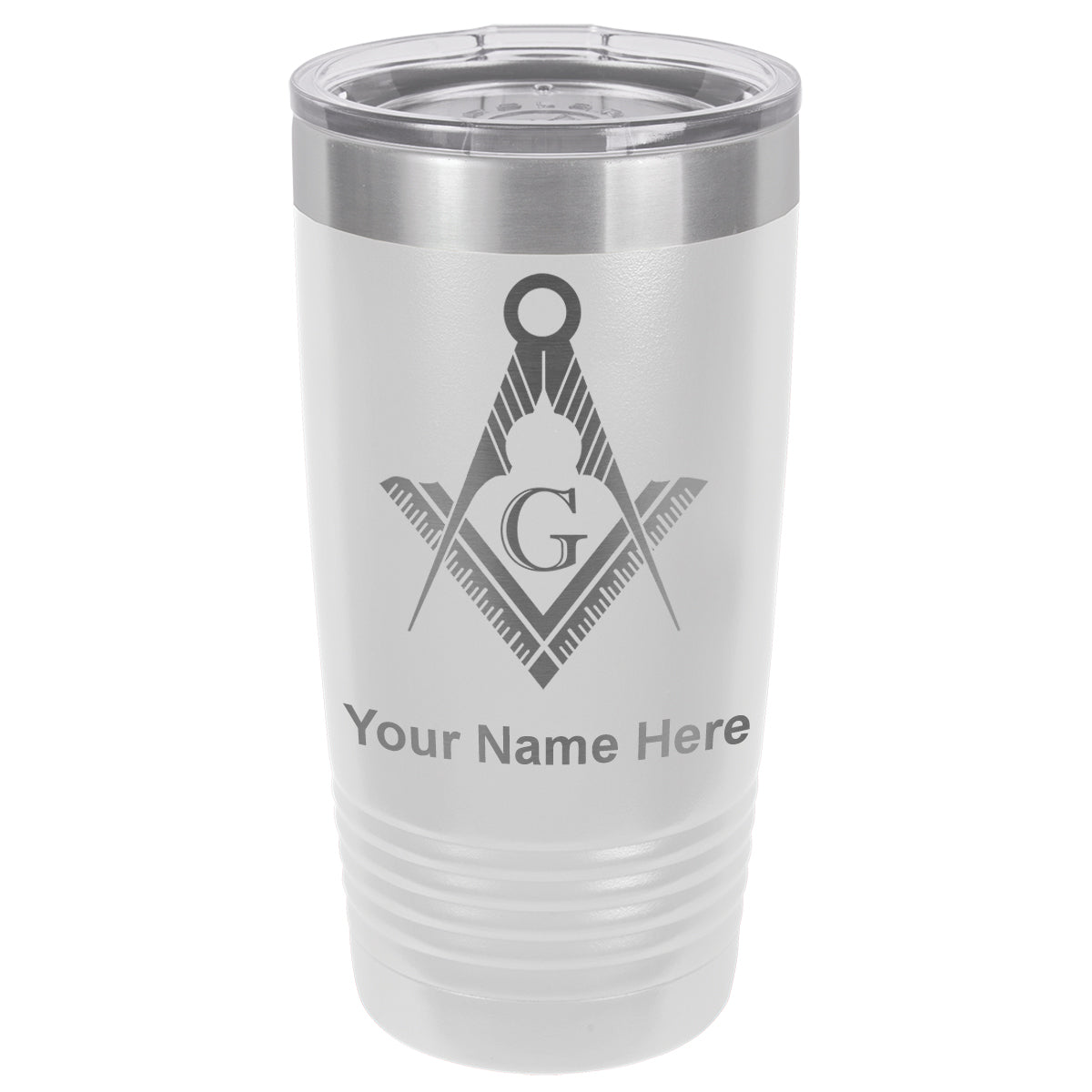 20oz Vacuum Insulated Tumbler Mug, Freemason Symbol, Personalized Engraving Included
