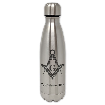 LaserGram Single Wall Water Bottle, Freemason Symbol, Personalized Engraving Included