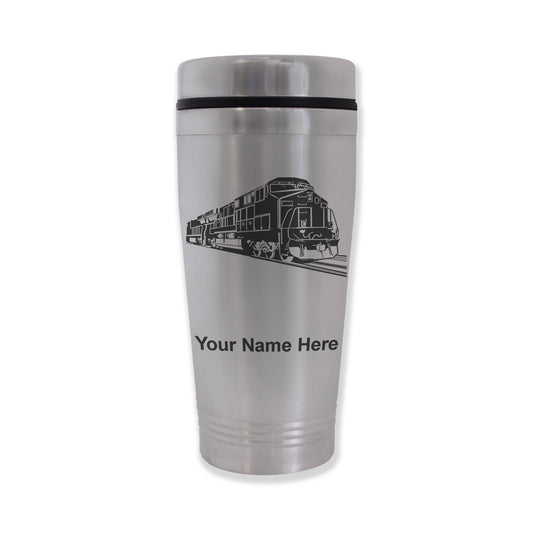 Commuter Travel Mug, Freight Train, Personalized Engraving Included