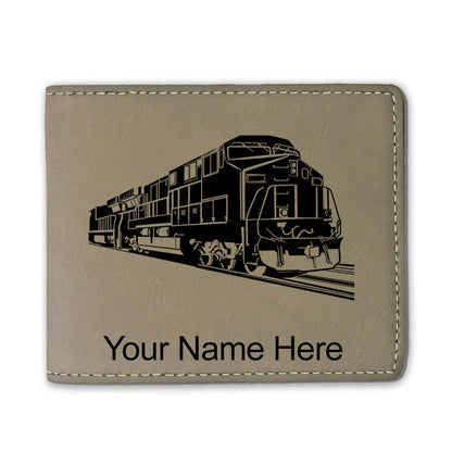 Faux Leather Bi-Fold Wallet, Freight Train, Personalized Engraving Included