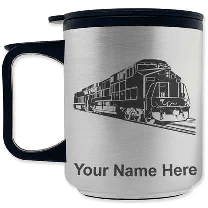 Coffee Travel Mug, Freight Train, Personalized Engraving Included