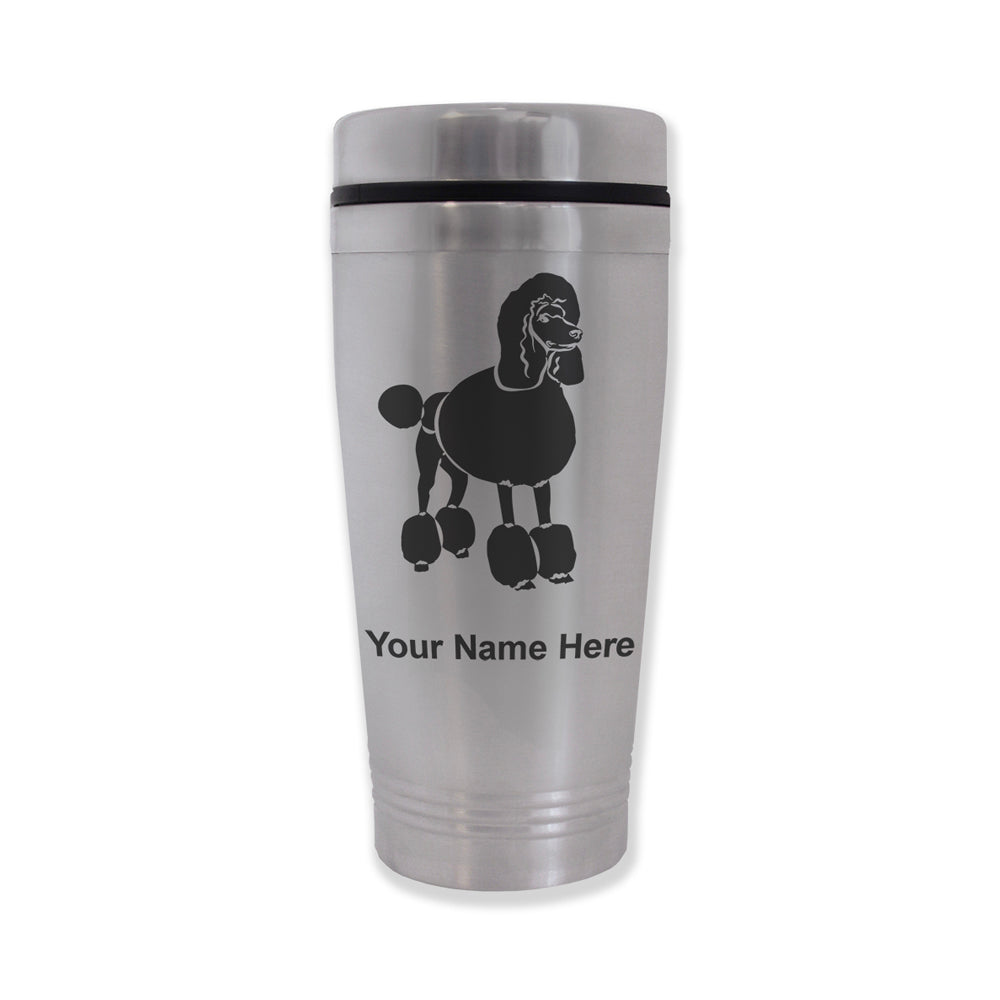 Commuter Travel Mug, French Poodle Dog, Personalized Engraving Included