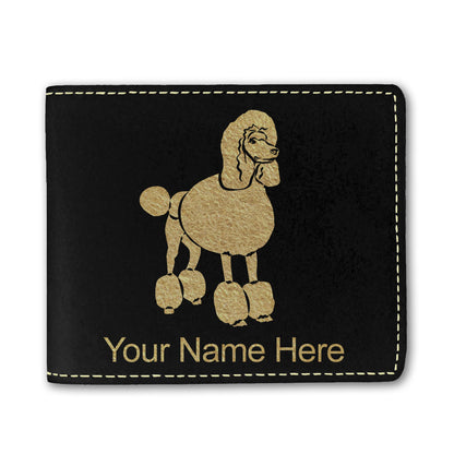 Faux Leather Bi-Fold Wallet, French Poodle Dog, Personalized Engraving Included