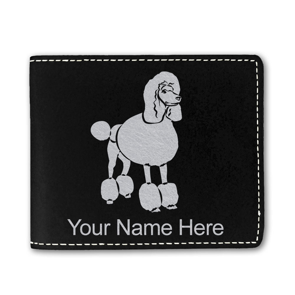Faux Leather Bi-Fold Wallet, French Poodle Dog, Personalized Engraving Included