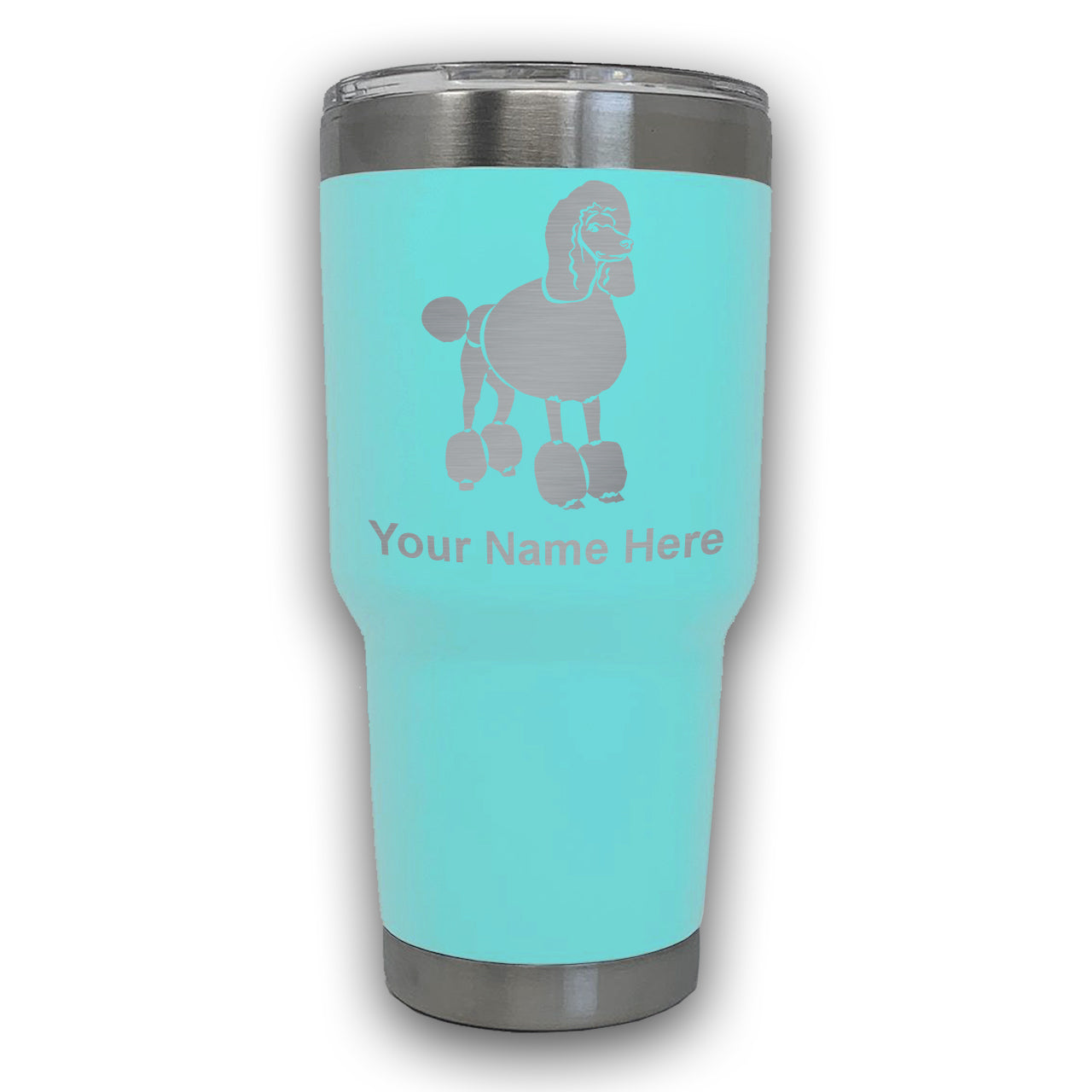 LaserGram 30oz Tumbler Mug, French Poodle Dog, Personalized Engraving Included