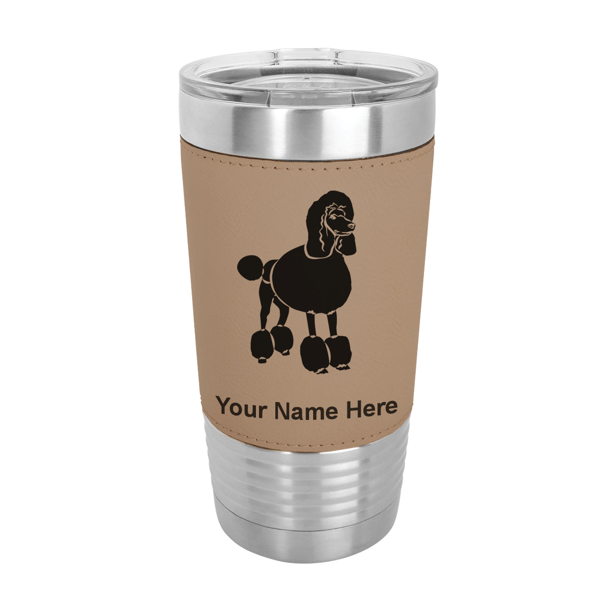 20oz Faux Leather Tumbler Mug, French Poodle Dog, Personalized Engraving Included - LaserGram Custom Engraved Gifts