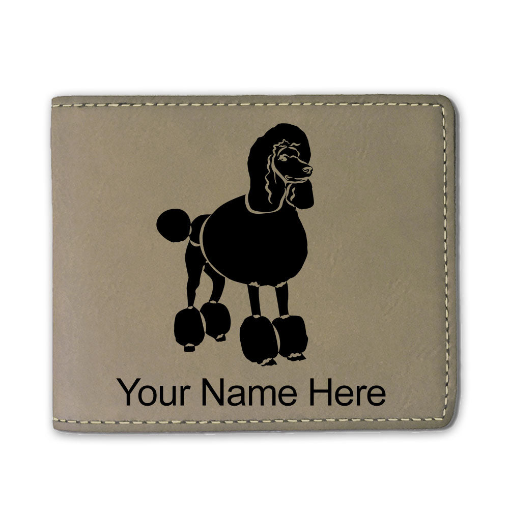Faux Leather Bi-Fold Wallet, French Poodle Dog, Personalized Engraving Included