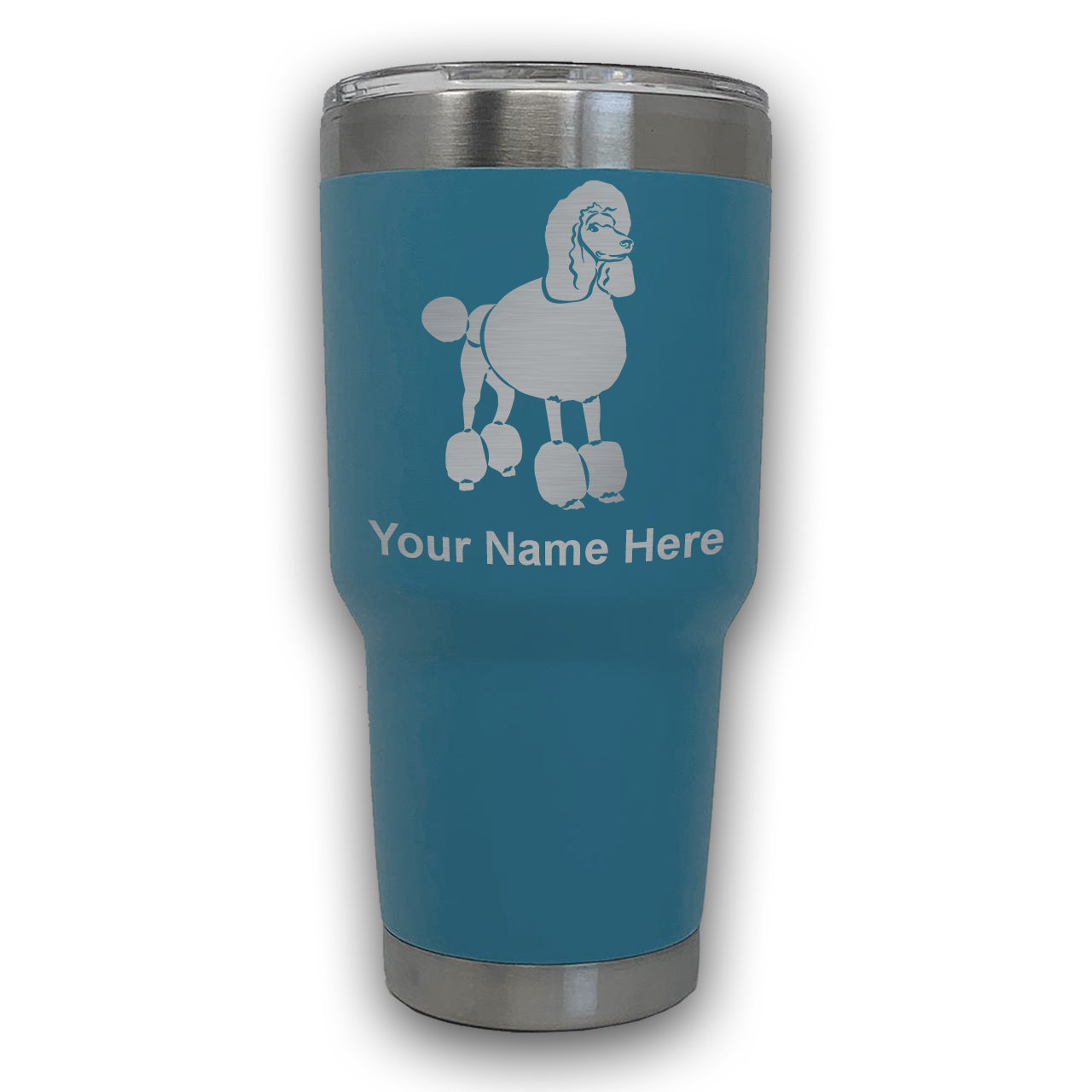 LaserGram 30oz Tumbler Mug, French Poodle Dog, Personalized Engraving Included