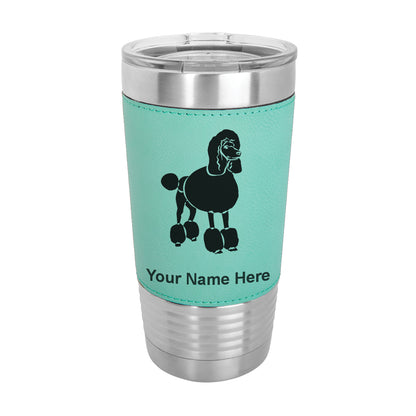 20oz Faux Leather Tumbler Mug, French Poodle Dog, Personalized Engraving Included - LaserGram Custom Engraved Gifts