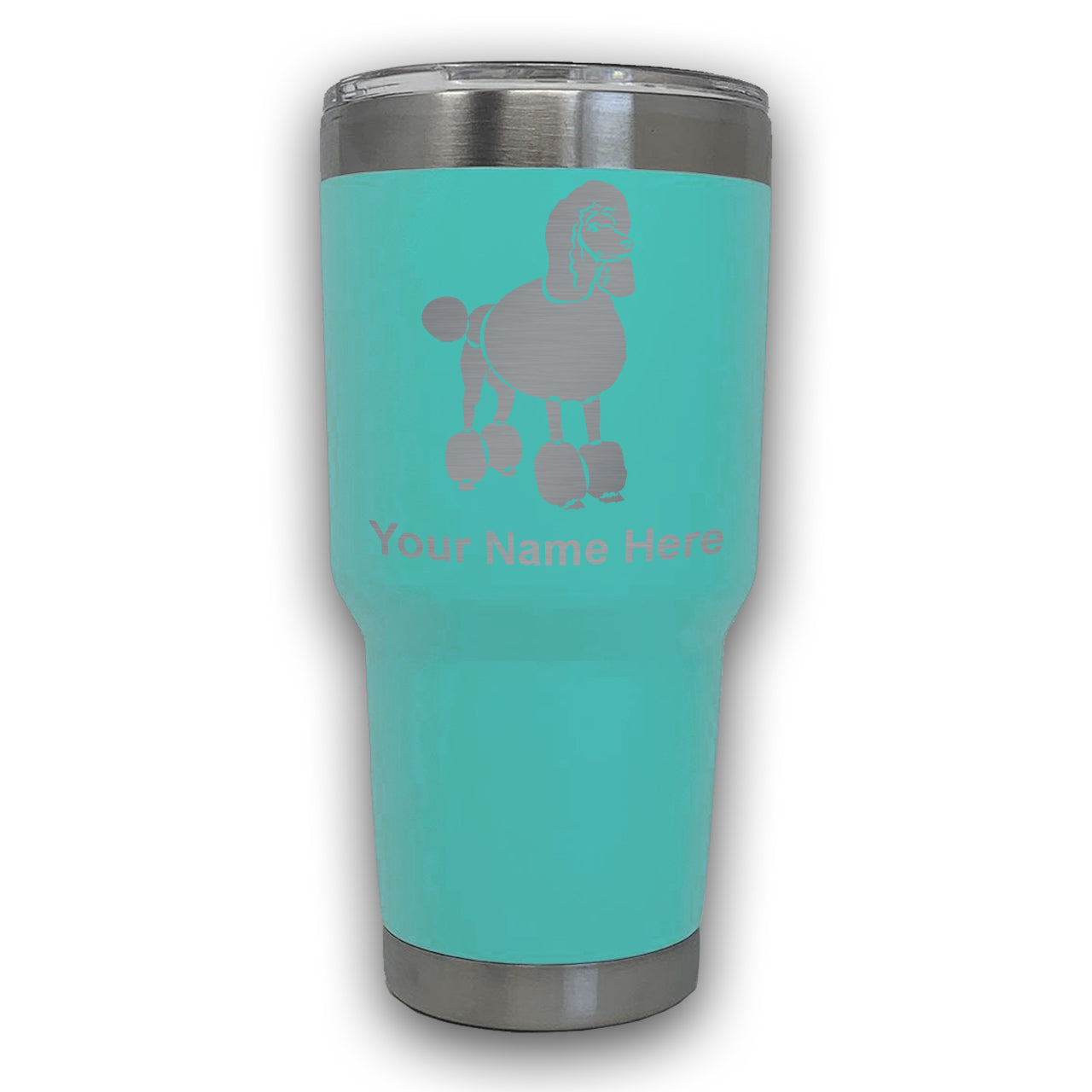 LaserGram 30oz Tumbler Mug, French Poodle Dog, Personalized Engraving Included