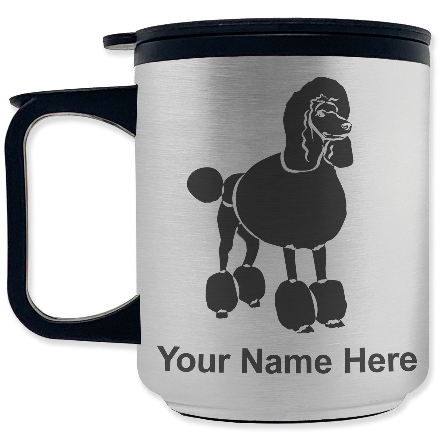 Coffee Travel Mug, French Poodle Dog, Personalized Engraving Included