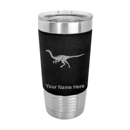 20oz Faux Leather Tumbler Mug, Gallimimus Dinosaur, Personalized Engraving Included - LaserGram Custom Engraved Gifts