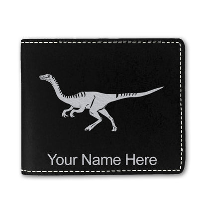 Faux Leather Bi-Fold Wallet, Gallimimus Dinosaur, Personalized Engraving Included