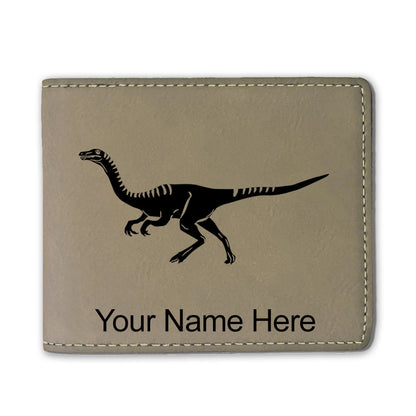 Faux Leather Bi-Fold Wallet, Gallimimus Dinosaur, Personalized Engraving Included