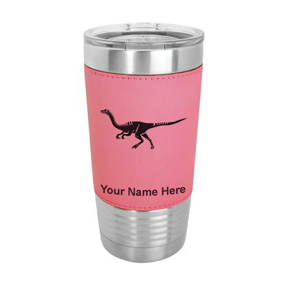 20oz Faux Leather Tumbler Mug, Gallimimus Dinosaur, Personalized Engraving Included - LaserGram Custom Engraved Gifts