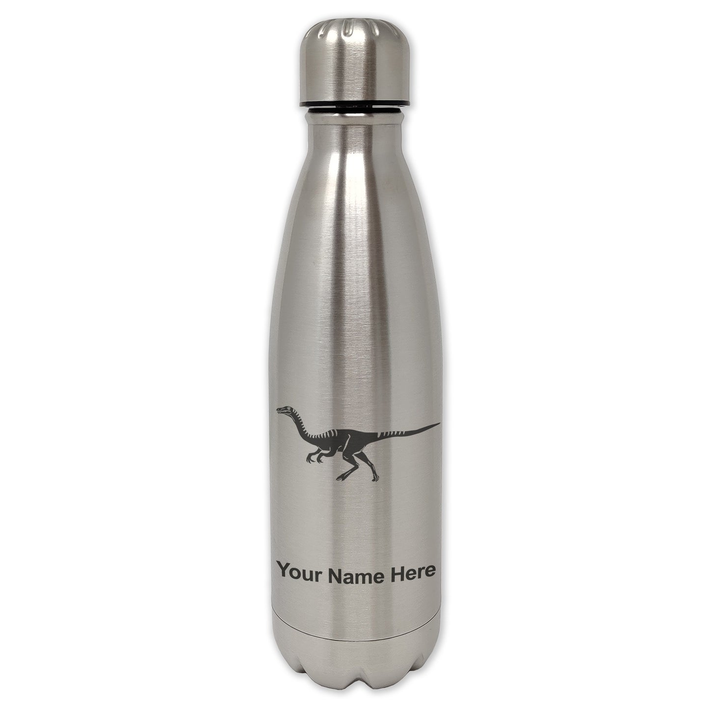 LaserGram Single Wall Water Bottle, Gallimimus Dinosaur, Personalized Engraving Included