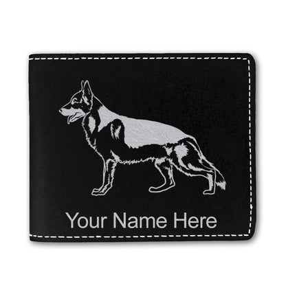 Faux Leather Bi-Fold Wallet, German Shepherd Dog, Personalized Engraving Included
