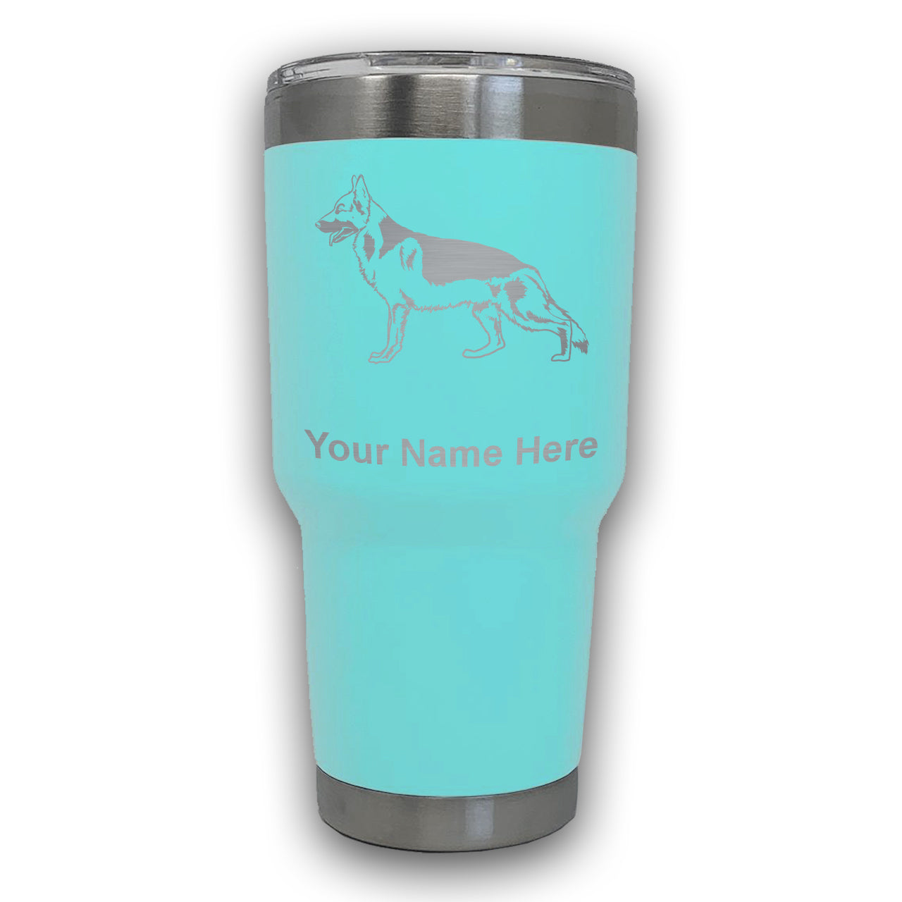 LaserGram 30oz Tumbler Mug, German Shepherd Dog, Personalized Engraving Included