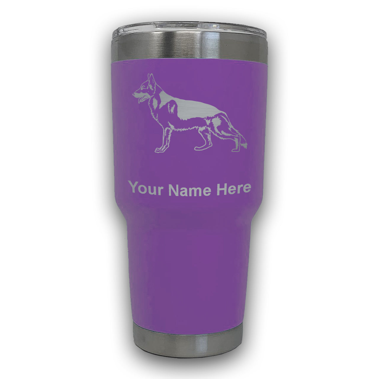 LaserGram 30oz Tumbler Mug, German Shepherd Dog, Personalized Engraving Included