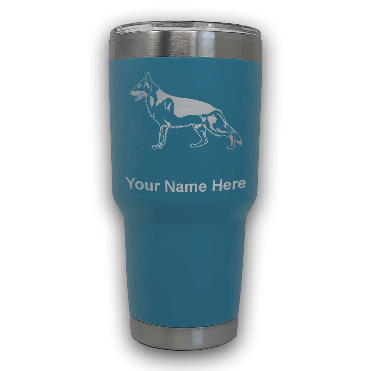 LaserGram 30oz Tumbler Mug, German Shepherd Dog, Personalized Engraving Included