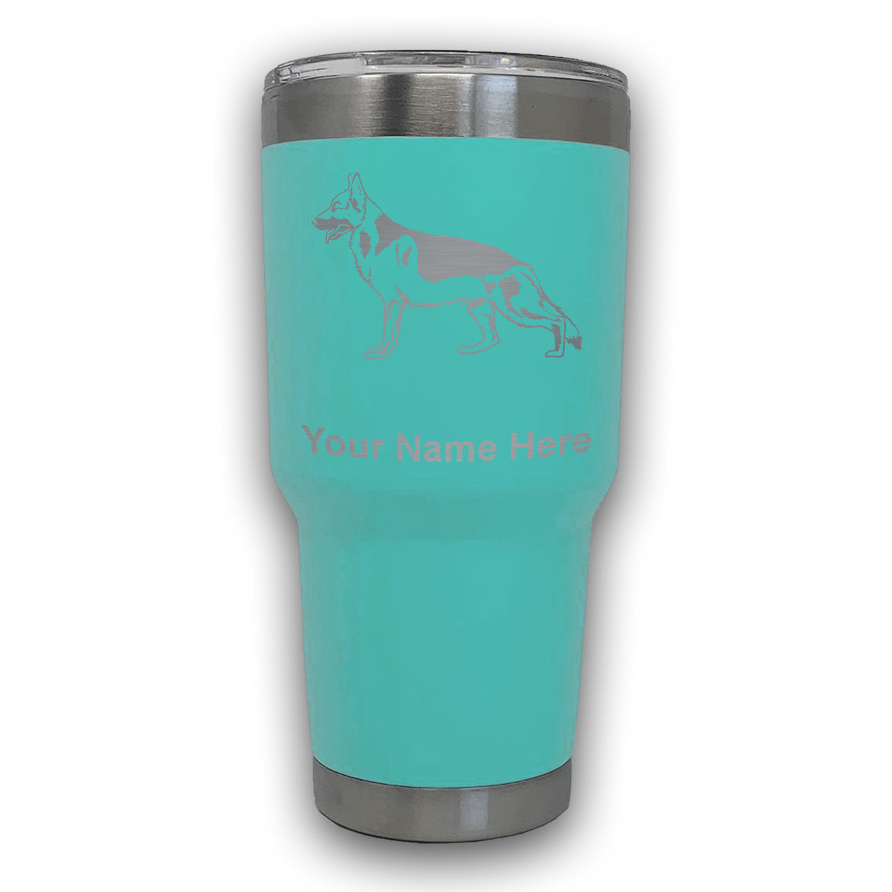 LaserGram 30oz Tumbler Mug, German Shepherd Dog, Personalized Engraving Included