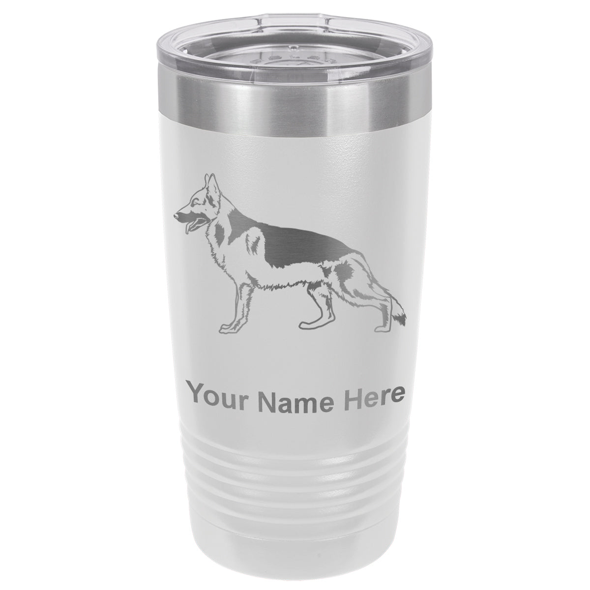 20oz Vacuum Insulated Tumbler Mug, German Shepherd Dog, Personalized Engraving Included