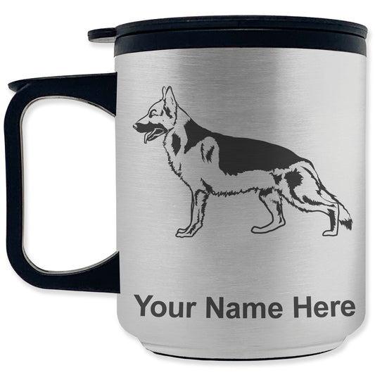 Coffee Travel Mug, German Shepherd Dog, Personalized Engraving Included