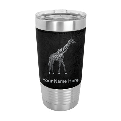 20oz Faux Leather Tumbler Mug, Giraffe, Personalized Engraving Included - LaserGram Custom Engraved Gifts