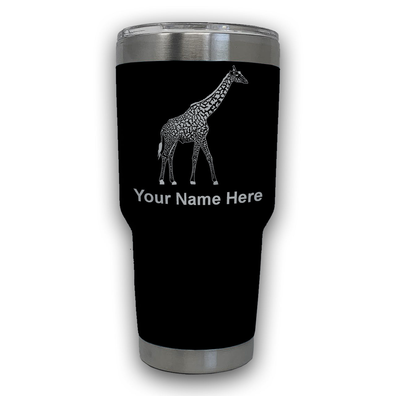 LaserGram 30oz Tumbler Mug, Giraffe, Personalized Engraving Included