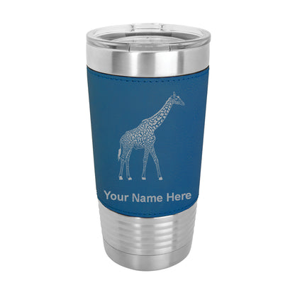 20oz Faux Leather Tumbler Mug, Giraffe, Personalized Engraving Included - LaserGram Custom Engraved Gifts