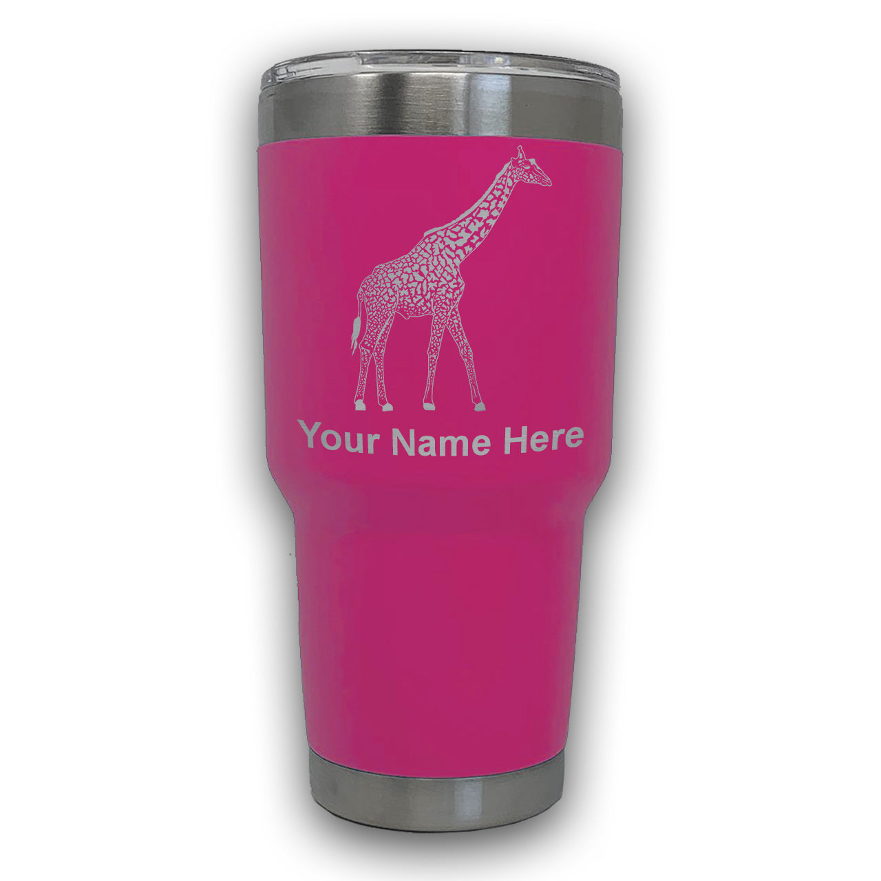 LaserGram 30oz Tumbler Mug, Giraffe, Personalized Engraving Included