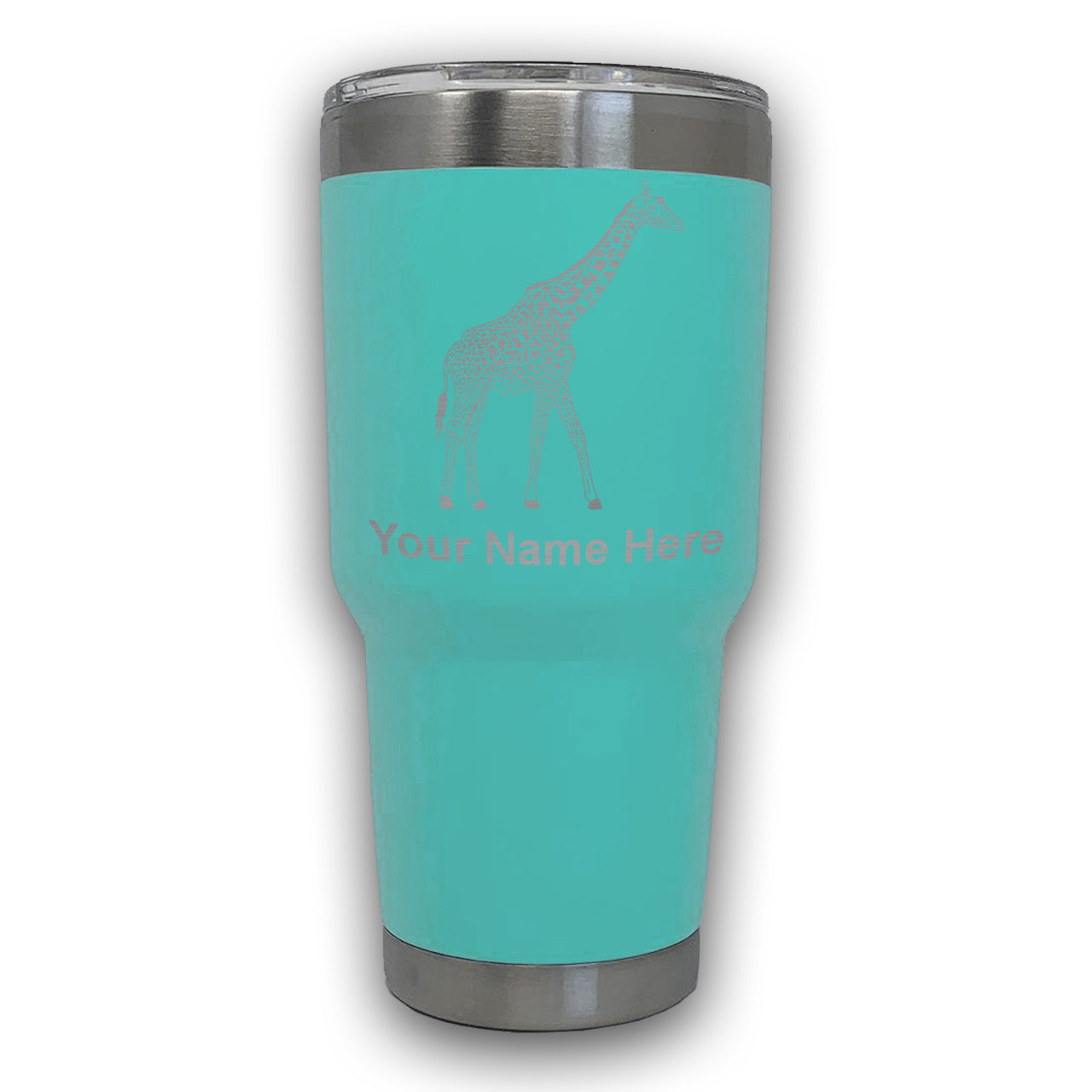 LaserGram 30oz Tumbler Mug, Giraffe, Personalized Engraving Included