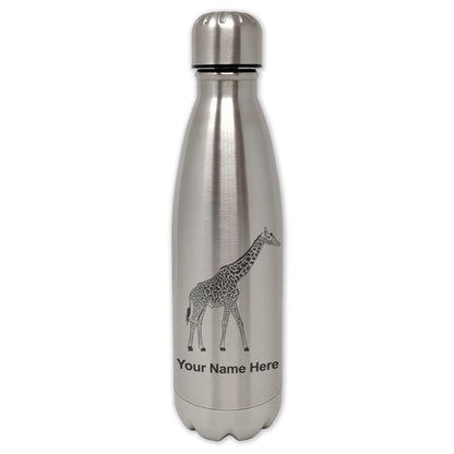 LaserGram Single Wall Water Bottle, Giraffe, Personalized Engraving Included
