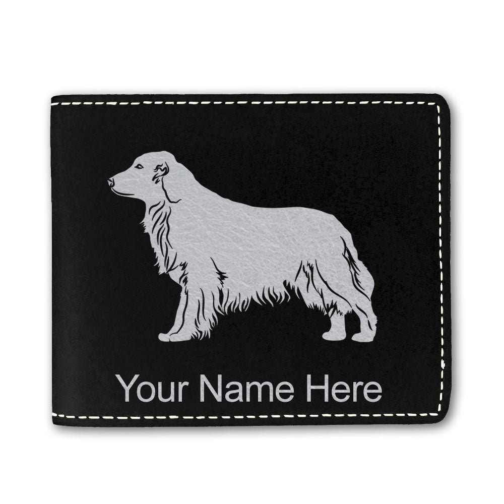 Faux Leather Bi-Fold Wallet, Golden Retriever Dog, Personalized Engraving Included