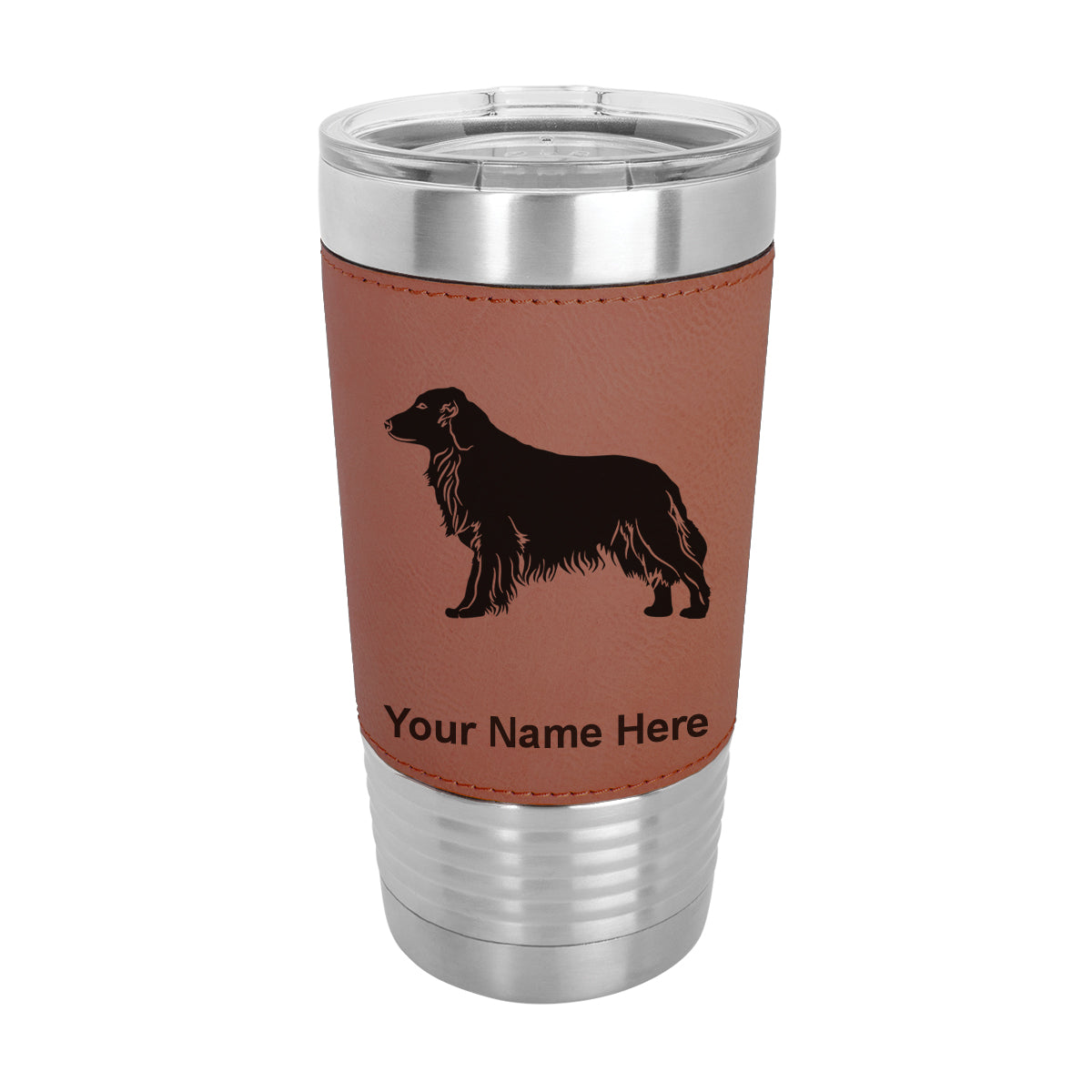 20oz Faux Leather Tumbler Mug, Golden Retriever Dog, Personalized Engraving Included - LaserGram Custom Engraved Gifts