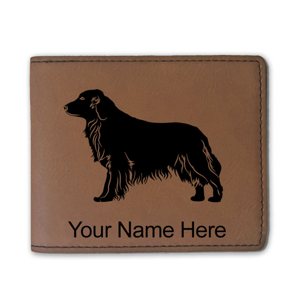 Faux Leather Bi-Fold Wallet, Golden Retriever Dog, Personalized Engraving Included