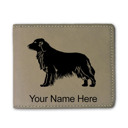 Faux Leather Bi-Fold Wallet, Golden Retriever Dog, Personalized Engraving Included